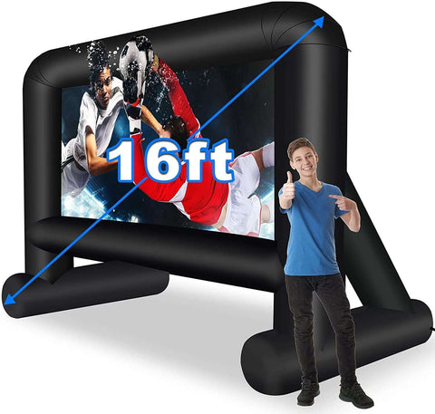 16 Feet Inflatable Movie Screen Outdoor Projection Screen- Easy Set up, Mega Blow Up Screen