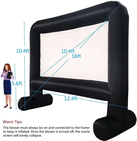 16 Feet Inflatable Movie Screen Outdoor Theater Blow Up Projection Screen Front & Rear Projection