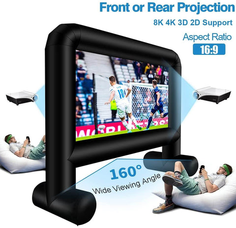 16 Feet Inflatable Movie Screen Outdoor Theater Blow Up Projection Screen Front & Rear Projection