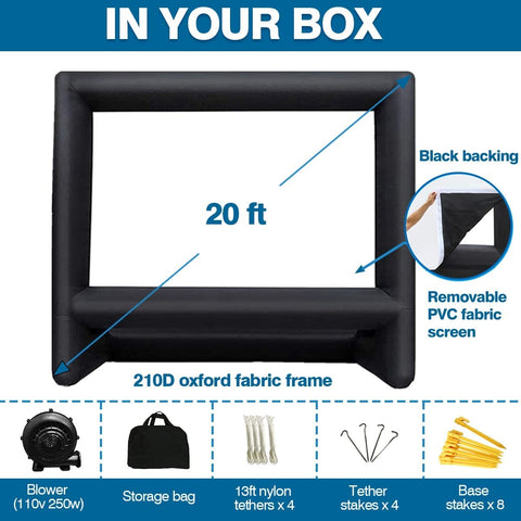 20/21 Feet Inflatable Outdoor Movie Projector Screen-Blow Projector Screen Projection Screen for Outdoor Backyard