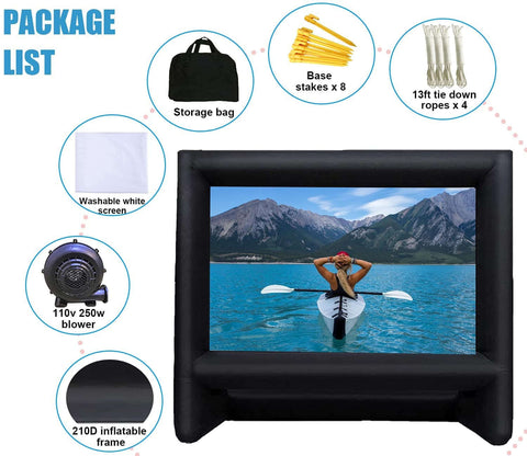 20 Feet Inflatable Movie Screen Outdoor Theater Blow Up Projection Screen Front & Rear Projection