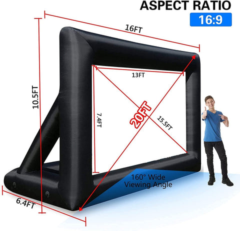 20 Feet Inflatable Outdoor and Indoor Theater Projector Screen Front & Rear Projection