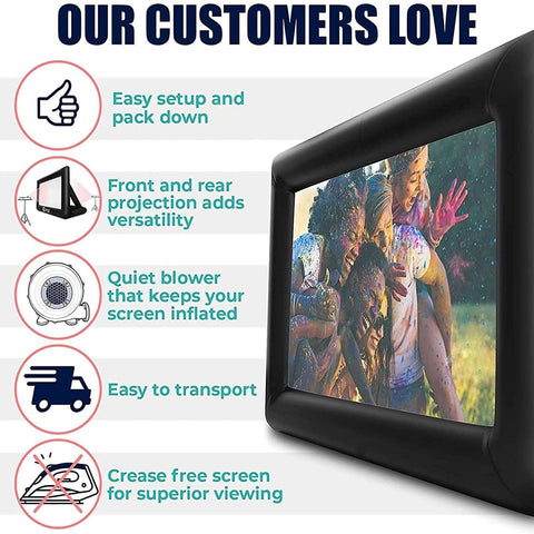 20 feet Inflatable Portable Projector Movie Screen- Front & Rear Projection,for Outdoor Party Backyard Pool Fun