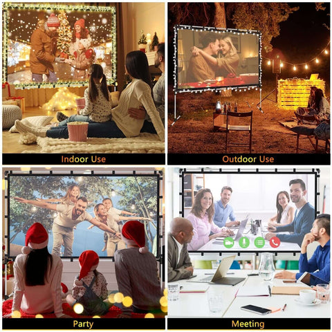 Projector Screen with Stand 120 inch Outdoor Indoor 16:9 4K HD Portable Rear Front Projection Movie Screen